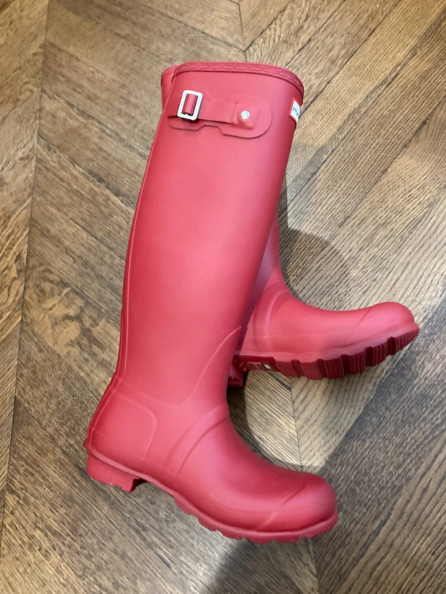 Hunter original tall gloss hotsell rain boots military red