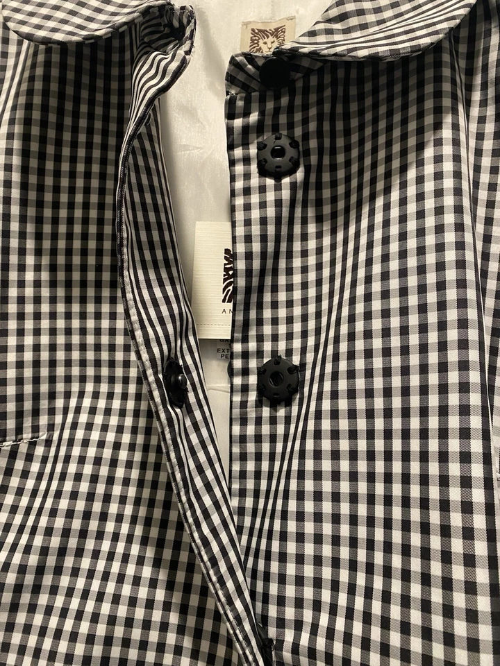 NWT Anne Klein Gingham Raincoat Black White Size 8 Jacket With Pockets - Image 4 of 4
