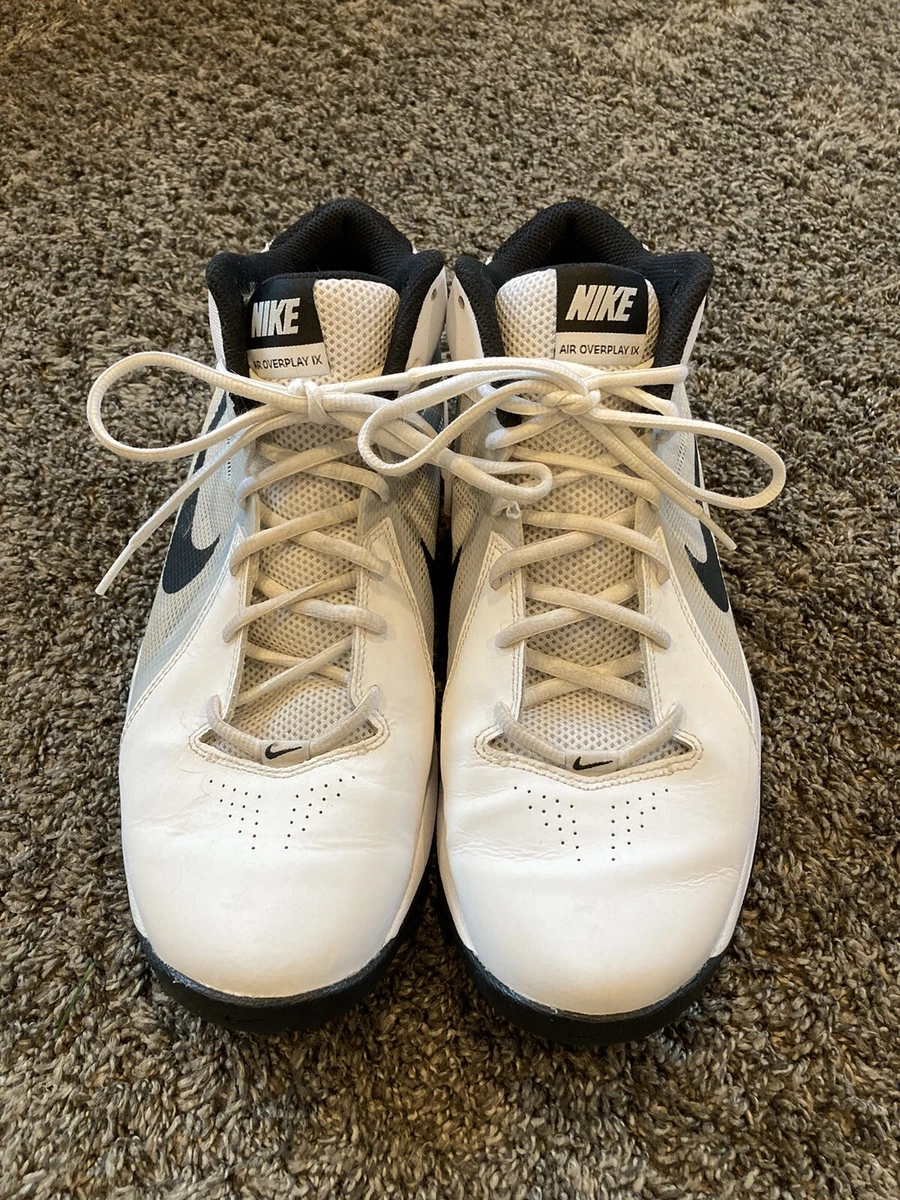 Nike Air Mens Size 10.5 Overplay IX White Basketball Sneaker Shoes