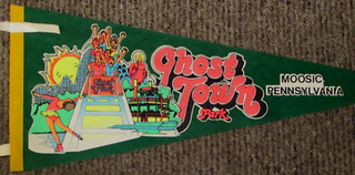 ORIGINAL GHOST TOWN PARK AMUSEMENT PARK MOOSIC PA PENNANT VG