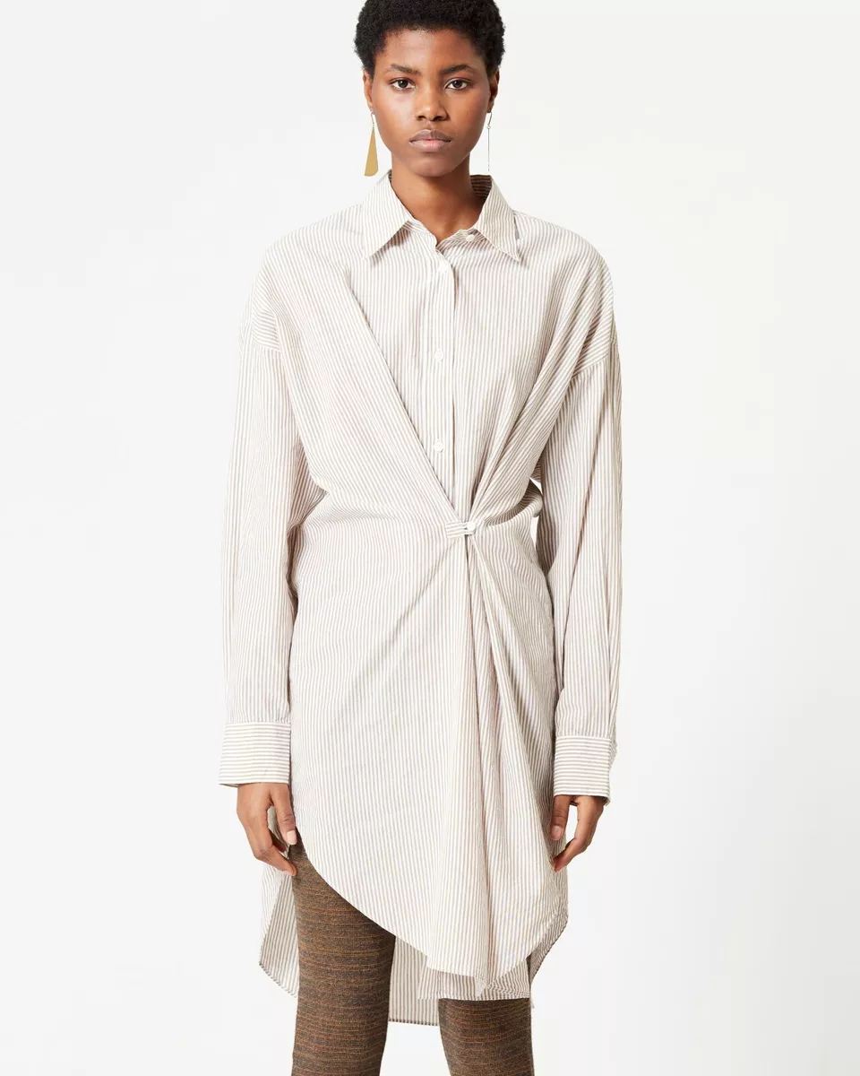 Isabel Marant Etoile Women Robe Seen Cotton Striped Mini Shirt