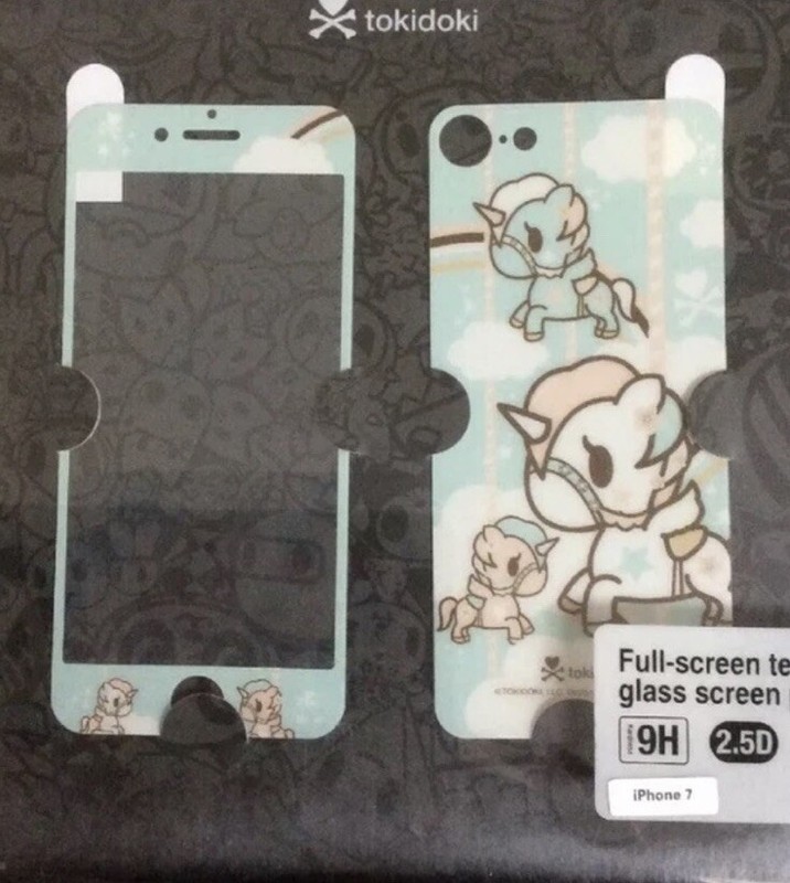 Tokidoki unicorns iPhone 7 full screen tempered glass screen protector NEW box  