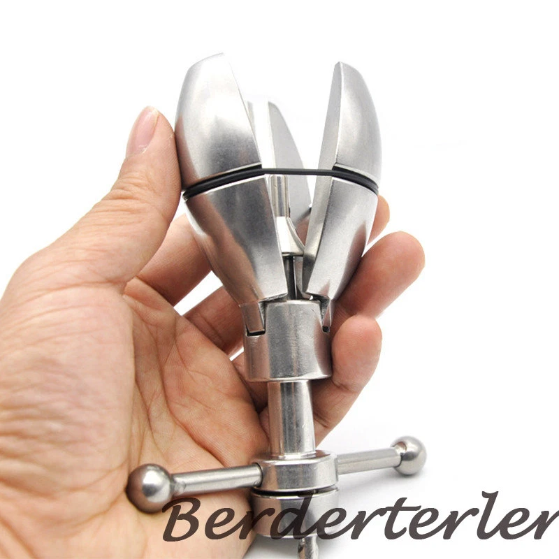 Dilatador anal abierto ButtPlug enchufe anal de acero inoxidable con bloqueo de castidad juguetes sexuales Foto 2 de 4