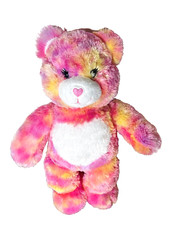 Build A Bear Pink Tie Dye Teddy Bear Plush White Heart Belly Heart Nose 17" EUC