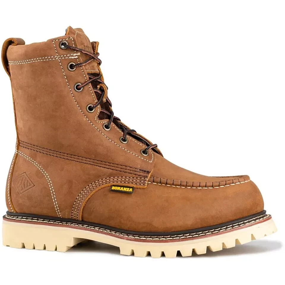 Bonanza Crazy Brown Insulated Waterproof Moc Toe Work Boots (BA-834)