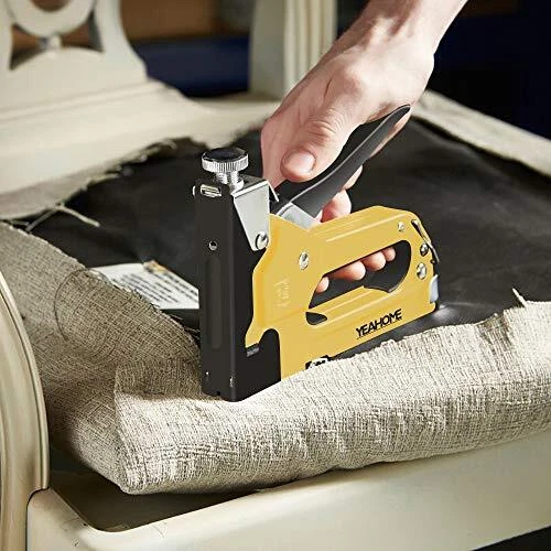 Upholstery Staple Gun Heavy Duty, YEAHOME 4-in-1 Stapler Gun with 4000  Staples, Manual Brad Nailer Power Adjustment Stapler Gun for Wood, Crafts