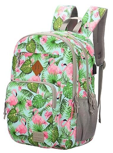 KEOFID 17.3 Inch Flamingo Travel Backpack for Men and Women Classic Carry-On