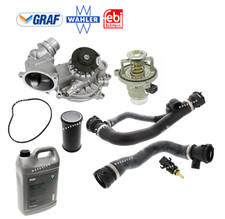 Water Pump & Thermostat + Upper Lower Hose Sensor Coolant Kit OES For BMW X5 V8