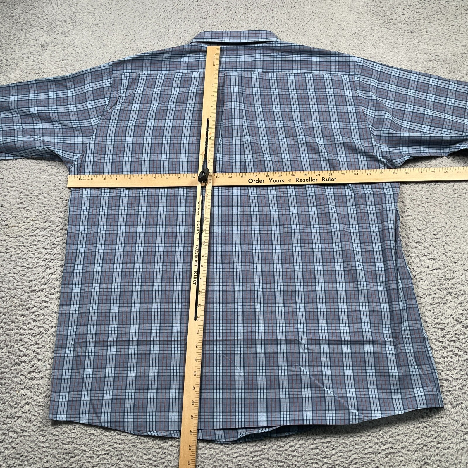 Haband Lion's Den Men's Shirt Blue XLT Button Long Sleeve Pocket Dupplin Check eBay