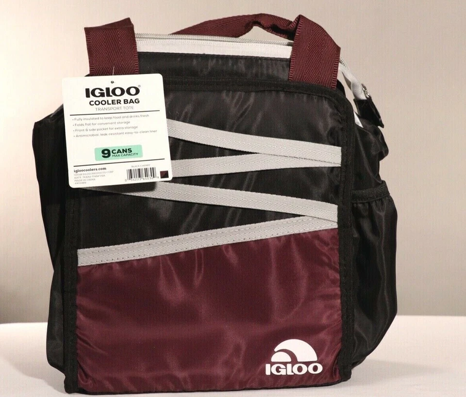 Igloo кулер сумка с короткими ручками обед сумка красный черный вишни 9 может антимикробный вкладыш новый с ярлыком - Изображение 3 из 4
