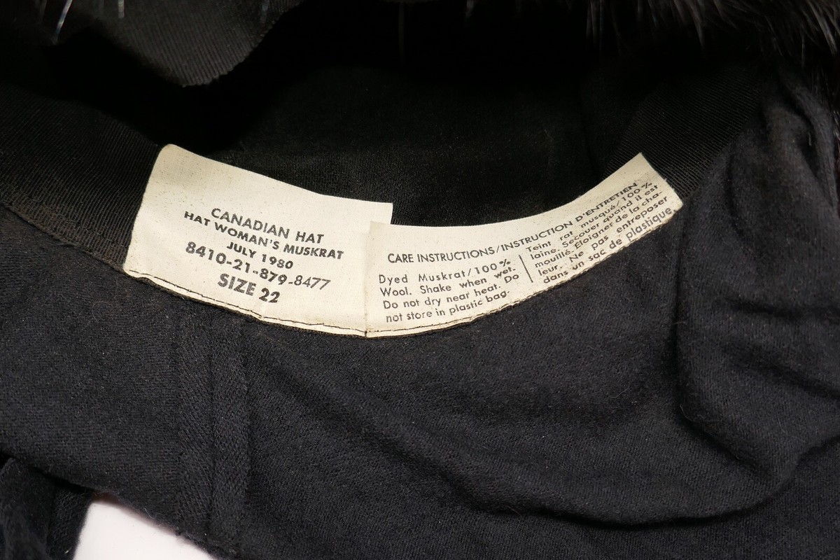 Canadian Hat Mfg Co 1980\'s Black Muskrat Fur Hat with Wool Scarf Ties Vintage Fur Hat With Ties - Etsy main image 3