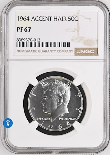 1964 Accented Hair Kennedy Half NGC PF 67 * Gorgeous! Price Guide $175 *