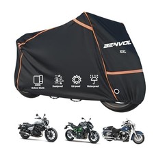 420D Heavy Duty Motorcycle Cover Waterproof Outdoor, Black-XXL 96.5 41 51 