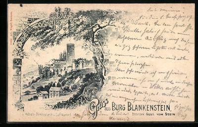 Lithograph Blankenstein, view of hotel and restaurant, Bes. G. vom Stein Jr. 