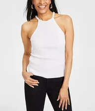 INC International Concepts Women's Chain-Strap Halter Sweater Tank Top Size M