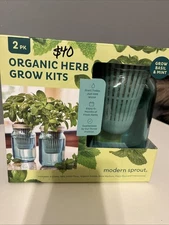 Modern Sprout Organic Herb Glass Jar Grow Kits, 2 Pack, Basil & Mint
