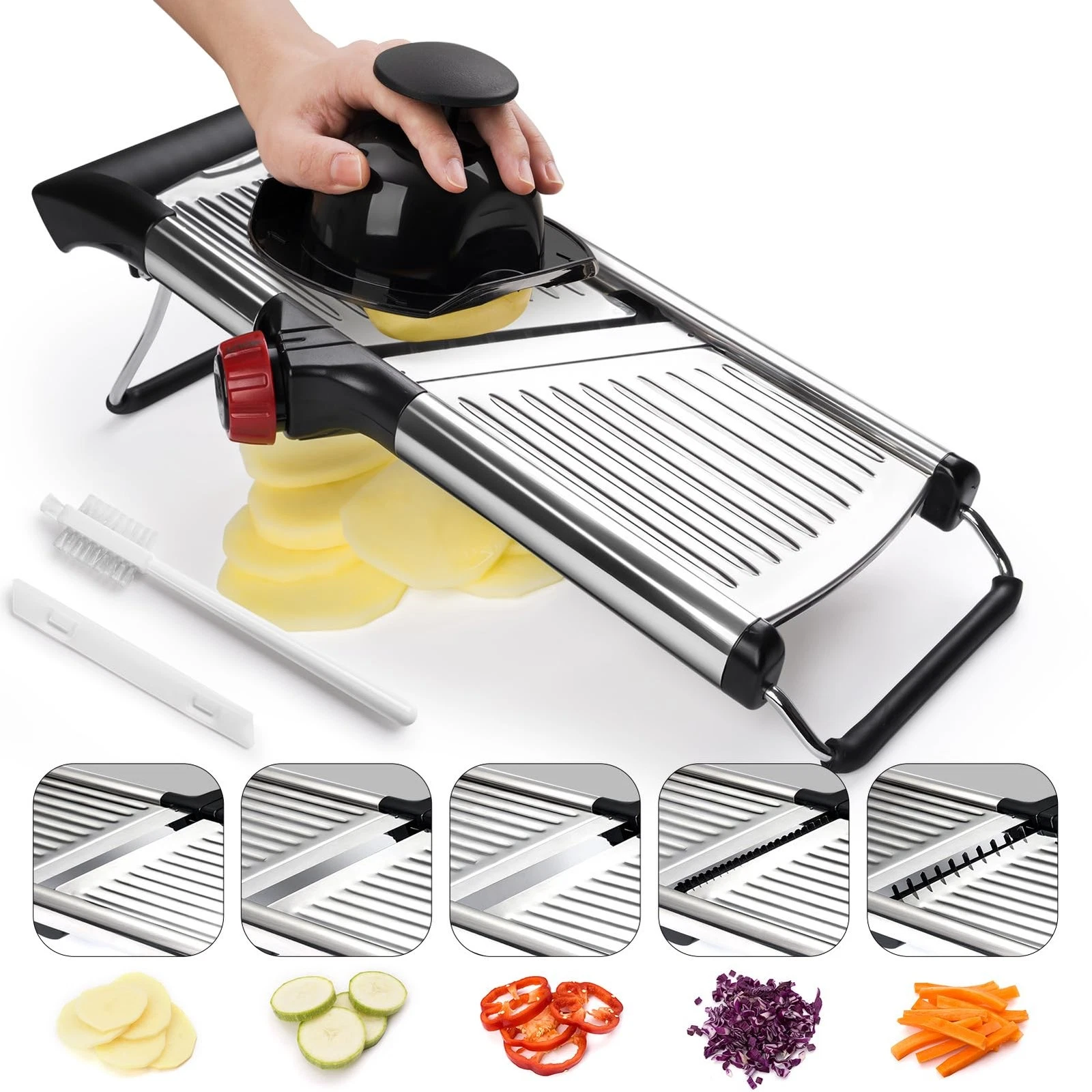 Adjustable Mandoline Slicer for Kitchen, Stainless Steel Food Slicer, Vegetab...