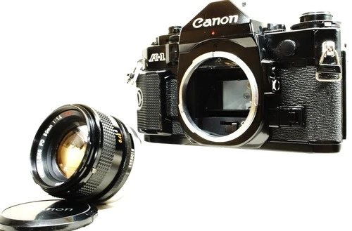 [MINT] Canon A-1 Black 35mm SLR Film Camera FD 50mm f/1.4 S.S.C. Lens From JAPAN