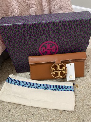 Tory Burch Brown Leather Miller Clutch
