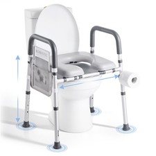 VEVOR Siège de Toilette Surélevé Rehausseur avec Bras pour Personnes Âglées 400 lbs Hauteur Réglable