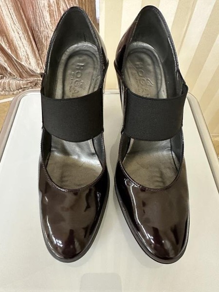 Women Hogan Heels Black Leather 38 #993R