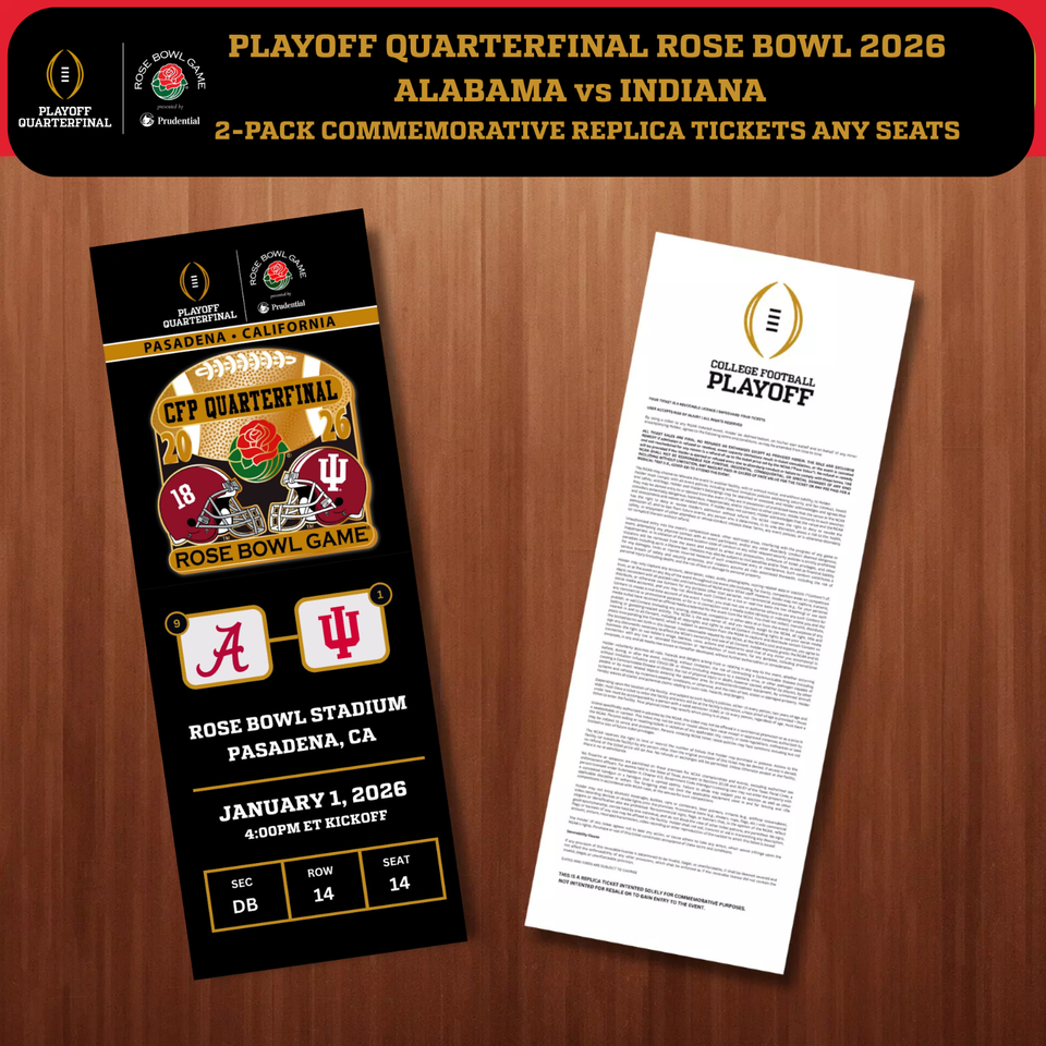 2-PACK: INDIANA vs ALABAMA 2026 CFP Rose Bowl Customizable Replica ...