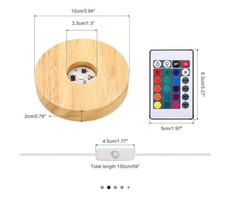 Round Wooden LED Lamp Base & Remote – 16 Colour Light Circular Display for Resin