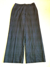 Womens Pants-TALBOTS-green/navy plaid wool "Stretch" lined high rise trouser-12