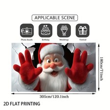 2D Flat, 1pc Santa Claus Wall Breakthrough Garage Door Banner - 2D Flat Printing
