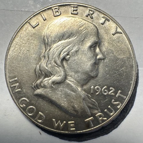 1962-D Franklin Half Dollar 50c 90% AU/BU Condition 90% Silver