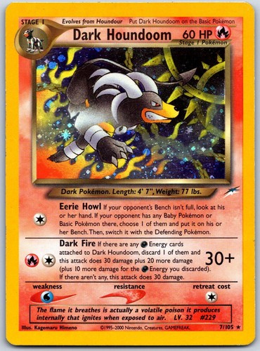 Dark Houndoom 7/105 Rare Neo Destiny Pokemon Unlimited Holo Lightly Played