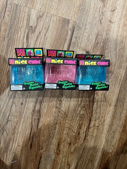 Nee Doh Nice Cube Super Solid Squish! Lot of 3 - 2 Blue and 1 Pink - Brand New!