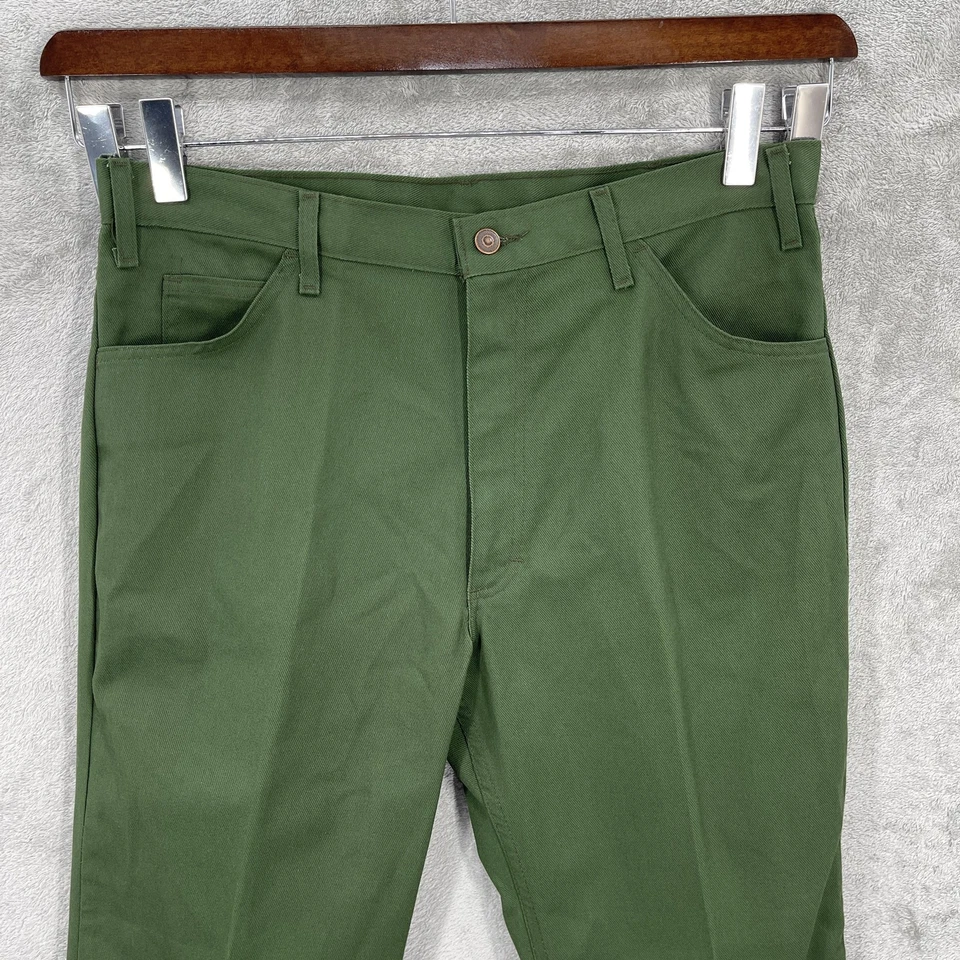 Pantalón Pequeño Horace Hombre Talla 36x25 Verde Uniforme de Trabajo Sarga Recto Utilidad Retro Foto 3 de 4