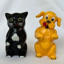 VTG Fido & Fifi Kennel Ration Cat & Dog Salt & Pepper Shakers F&F Mold Die Works