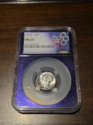 1945 P NGC MS65 Trader Bea - Silver Mercury Dime 10c US Coin!