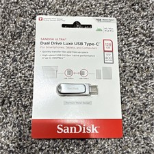 SanDisk Ultra Dual Drive Luxe 128GB USB-C/USB-A Flash Drive 400MB/s Silver