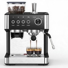 Bean to Cup 15 Bar Semi‑Automatic Espresso Coffee Machine with Built‑In Grinder