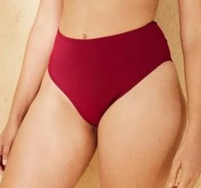 Zaful Women's High Waisted High Leg Cheeky Red Bikini Bottom Size Small
