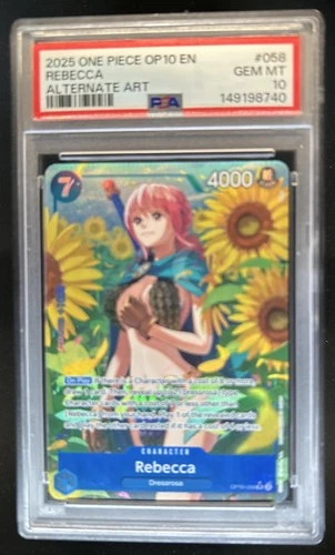 2025 One Piece Royal Blood OP10 Rebecca Super Rare Alt Art #OP10-058 PSA 10