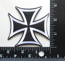 🔥BLACK & WHITE MALTESE CROSS IRON CROSS BIKERS VEST EMBROIDERED IRON ON PATCH