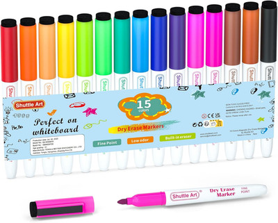 Shuttle Art Whiteboard Marker Set, 15 Farben Magnet Whiteboard Stifte Mit Radier