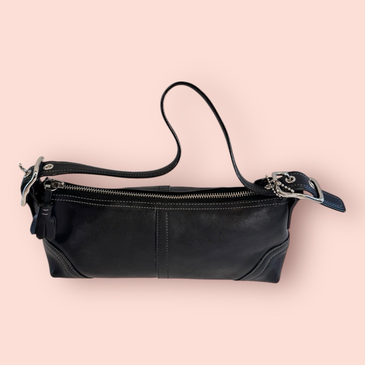 COACH Y2K Vintage Hampton Demi Leather Small Black Hobo Shoulder