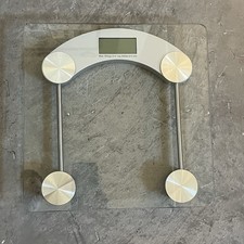 Digital Body Weight Scale Kg Lb Minimalist Transparent Glass Silver 11.5 x 11.5"