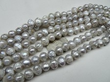 15 3/4" Str 7-8mm Long Freshwater Pearls Facet Potato Grey/Silver SD 124 DNG