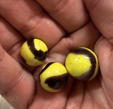 Vintage Lot Of 3 Bumble Bee Marble King Vitro Agate Bumblebee Marbles
