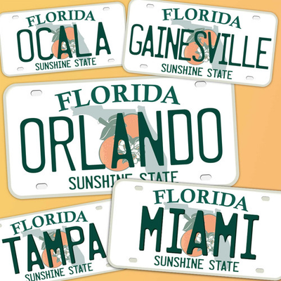 #ad Florida License Plate Stickers Choose Your FL City or National Park Decal $4.00