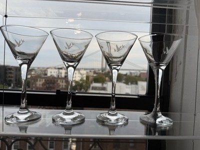 Grey Goose Vodka Martini Cocktail Glass 7'' Size Stemmed Etched Set of 4