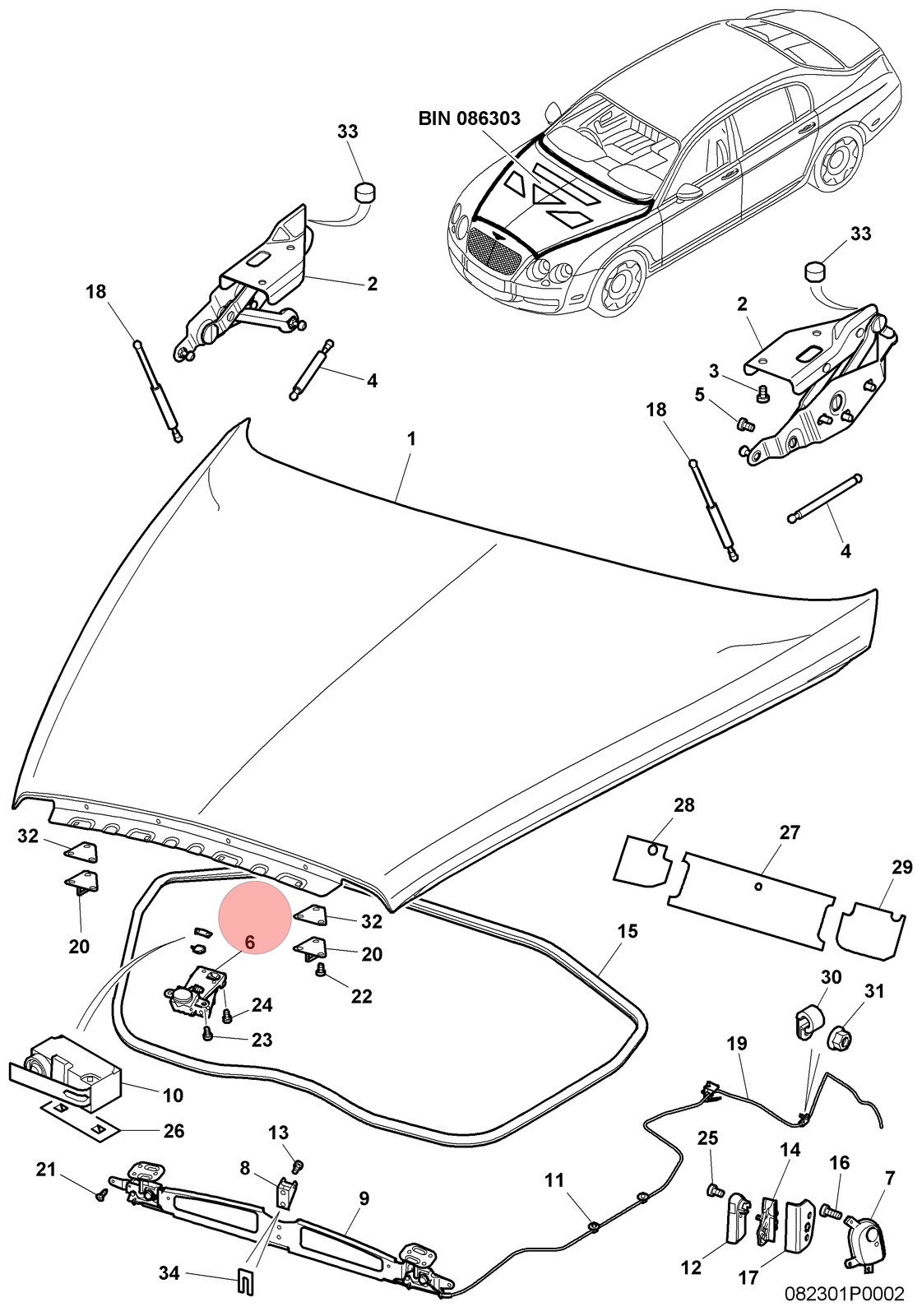 Bentley Continental GT 2004-2013 Front Hood latch P/N 3W0823480M