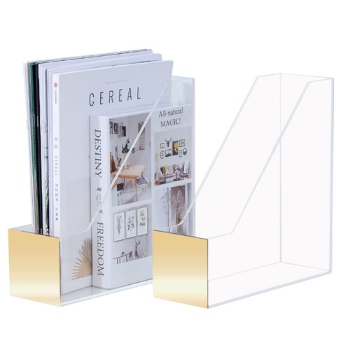 2 Packs Clear Acrylic Magazine File Holder Organizer, Clear Plastic ...