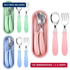 Toddler Utensils, Toddler Forks and Spoons,Stainless Steel Baby Utensils Baby Si